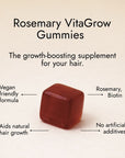 Rosemary hair oil company, vitagrow gummies, strawberry flavour, UK, hair growth, vegan, biotin, pumpkin seed extract, black seed extract