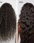 Lightweight castor and camellia hair oil designed to strengthen roots and support longer hair, before and after results