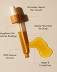 Rosemary hair oil bottle with dropper on a beige background, featuring Marie Claire Hair Awards 2026 winner badge. Rosemary hair oil, intense growth syrup, hair growth, rosemary oil, healthier, fuller-looking hair, castor oil, sunflower seed oil, stimulate, regrowth, hair thinning, natural, best hair growth oil, benefits