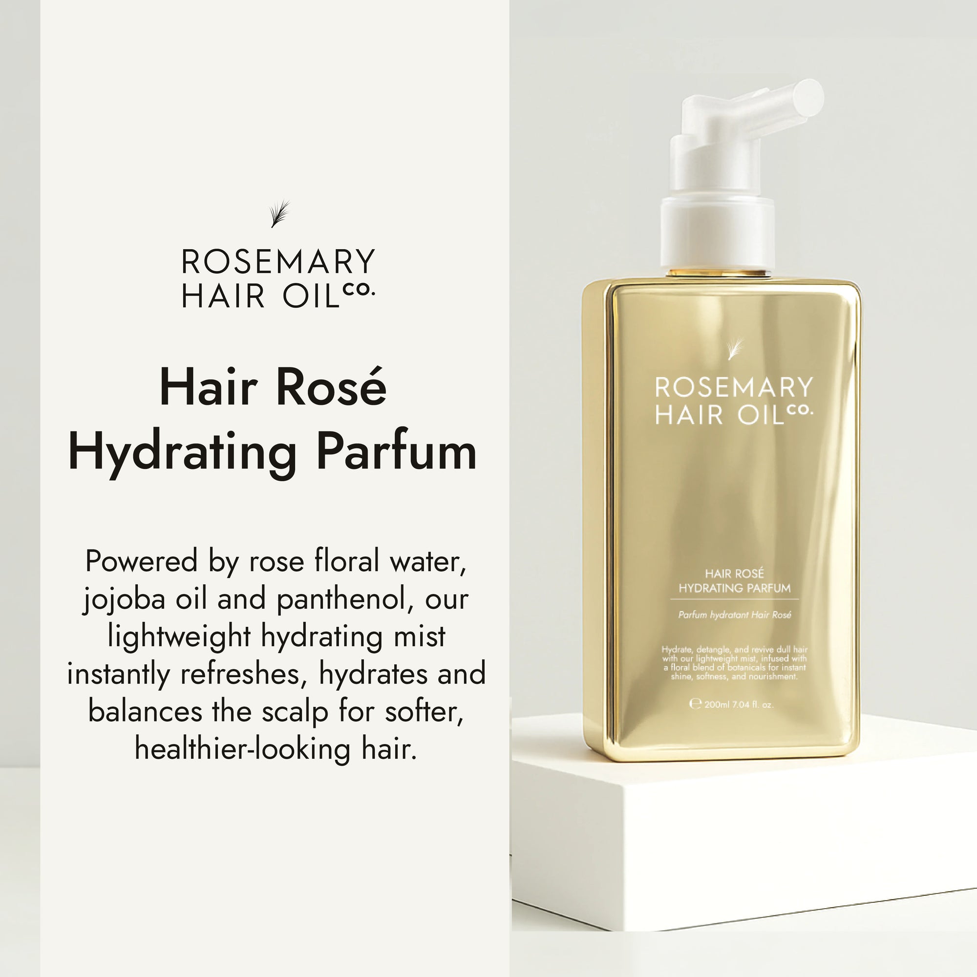 Hair Rosé Hydrating Parfum Mist. Rosemary hair oil, hair rose, hydrating parfum, fragrance, rosewater, jojoba oil, nourishing, natural, protect, healthy hair, growth, hair growth, 200ml