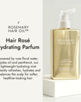 Hair Rosé Hydrating Parfum Mist. Rosemary hair oil, hair rose, hydrating parfum, fragrance, rosewater, jojoba oil, nourishing, natural, protect, healthy hair, growth, hair growth, 200ml