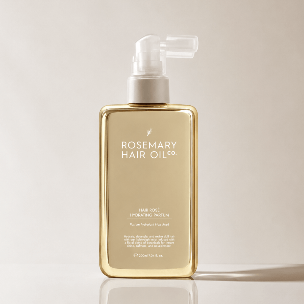 Hair Rosé Hydrating Parfum Mist. Rosemary hair oil, hair rose, hydrating parfum, fragrance, rosewater, jojoba oil, nourishing, natural, protect, healthy hair, growth, hair growth, 200ml