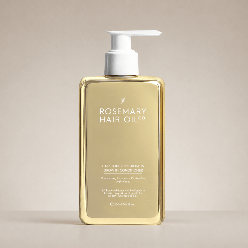 Rosemary hair oil, hair honey, pro-keratin growth, conditioner, hydrating, nourishing, honey, argan oil, sweet almond oil, vitamin E, frizz, dryness, breakage, natural, protect, healthy hair, growth, hair growth, 200ml