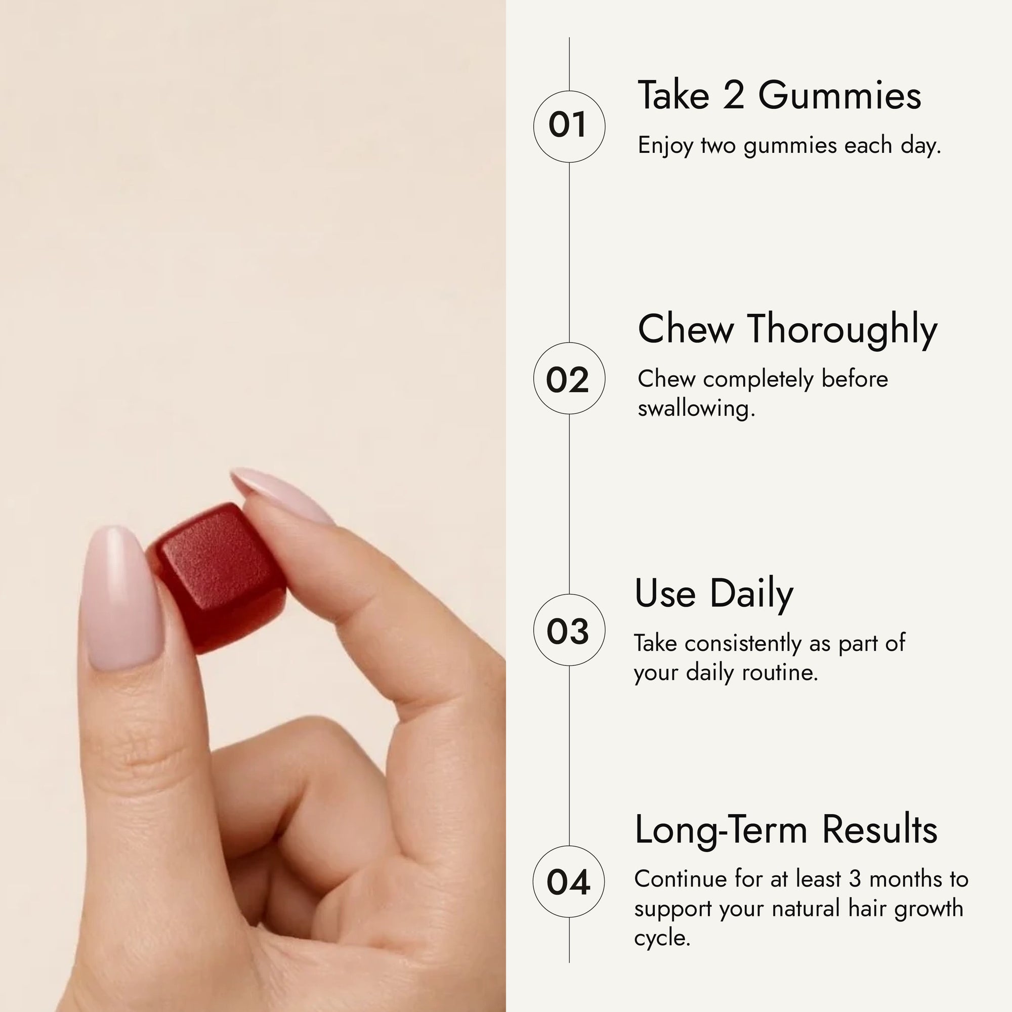 Rosemary hair oil company, vitagrow gummies, strawberry flavour, UK, hair growth, vegan, biotin, pumpkin seed extract, black seed extract, halal, AnaGain, pea sprout extract, thick hair, volume, vitamins, sugar free, how to use