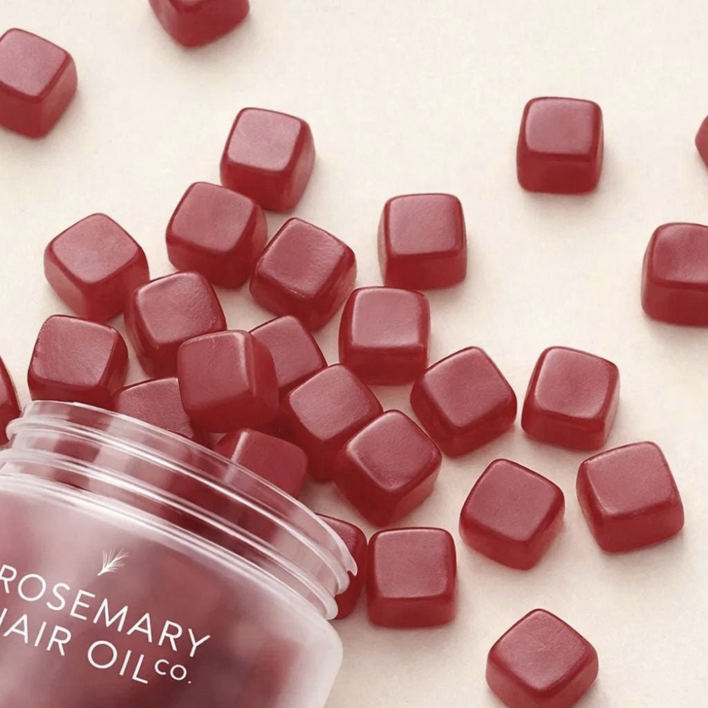 Rosemary hair oil company, vitagrow gummies, strawberry flavour, UK, hair growth