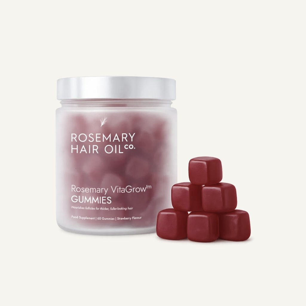 Rosemary hair oil company, vitagrow gummies, strawberry flavour, UK, hair growth